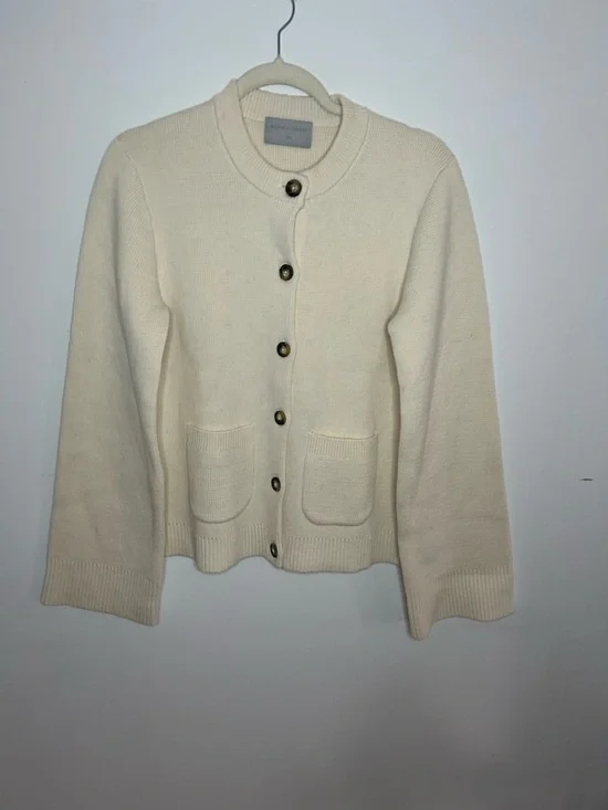 Modern Citizen Eames Organic Cotton-Wool Cardigan in Cream size large - Picture 4 of 8